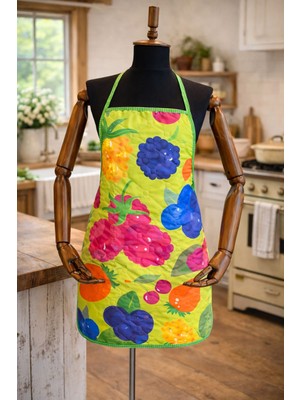 Limon Soft Kapitoneli Sıvı Geçirmez Leke Tutmaz Mutfak Önlüğü Dijital Baskılı Önlük Berry