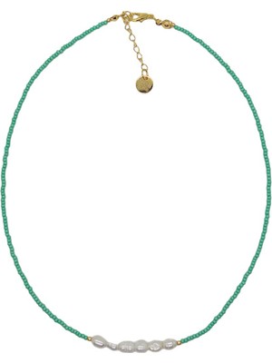 Merse Atelier Turkuaz Kum Boncuklu Doğal Incili Kolye