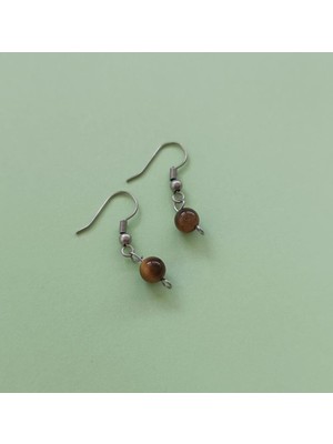 Küpe Doğaltaş Sallantılı Kaplan Gözü Boğa Burcu Taşı Küpe