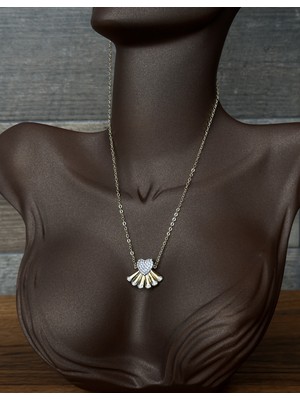 Toz Vintage Edrina Romantik Kalp ve Işın Tasarımlı Vintage Retro Kolye