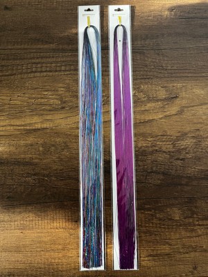 Gülümse Gel 2'li Saç Simi Fuşya Renkli Tinsel Simli Saç Postiş Düğüm Atılarak