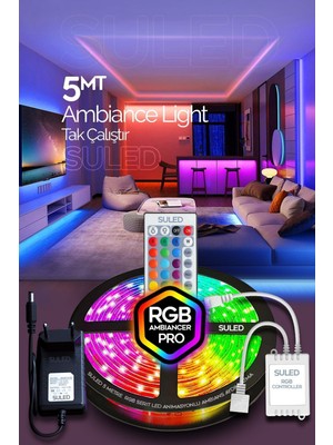 Özbience 5m Rgb Şerit LED Işık Tak Çalıştır, Kumandalı, Animasyonlu, Trafolu