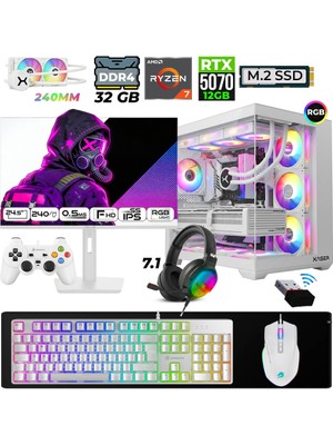 Xaser Moon X30 Ryzen 7 5700X 32GB Ram 1tb M.2 Nvme SSD 12GB RTX5070 Sıvı Soğutmalı 24,5" 240Hz Oyuncu Tavsiye Sistem