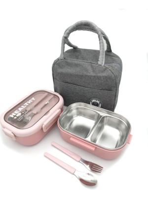 Valkyrie Isı Yalıtımlı Termal Çantalı Çelik Lunch Box – Bpa’sız, Sızdırmaz, Çok Bölmeli Yemek Kabı Pembe