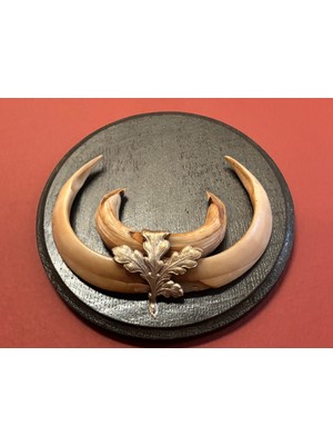 TT Ahşap Kaidesinde Vahşi Hayvan Dişleri 17 cm Çapında