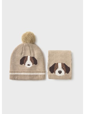 Mayoral Erkek Çocuk Köpekli Atkı Bere Takımı Bej 10018