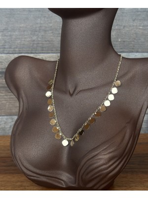 Toz Vintage Domira Pul Detaylı Zincir Vintage Retro Kolye