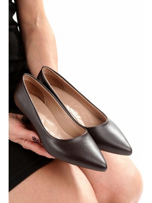 Modabuymus Koyu Kahve Rengi Mat Alçak Kısa Fındık Topuklu Stiletto Abiye Ayakkabı Minikandy