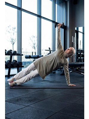 Haşema Active H-Per Fit Bisiklet Yaka Kolları Şerit Detaylı Mint Tesettür Antrenman Üstü Act-35