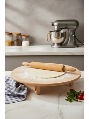 Ahşap Ayaklı Yer Sofrası ÇAP:48CM Yük:19.5cm