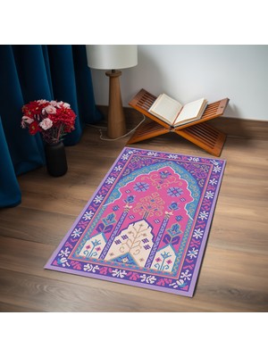 TURKISHRUG KINGDOM Canlı Renkli Trend Tasarım Kaymaz Taban Isimli Seccade