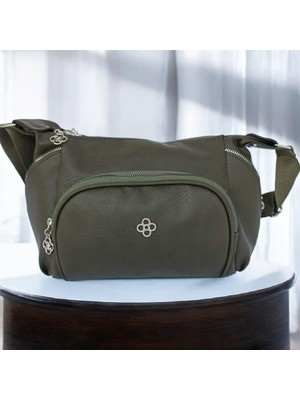 Kadın Yeşil 4 Bölmeli Fonksiyonel Orta Boy Omuz Çanta Kullanışlı Hediyelik