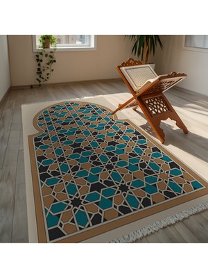 TURKISHRUG KINGDOM Parlak Çok Renkli Desenli Kaymaz Taban Kişisel Seccade