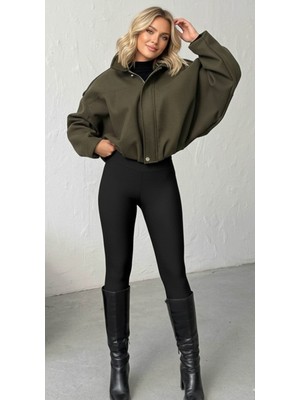  kadın kısa cepli bomber montceket