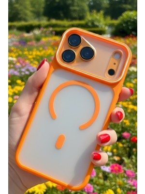 AS Mobile iPhone 17 Pro Max Uyumlu Magsafe Şeffaf - Turuncu Kılıf | Sararmaz Mika Kapak, Tam Uyumlu , Darbe Emici Kamera Korumalı Kapak