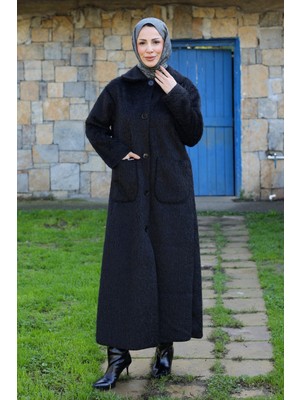 Kadeem Giyim Mavera Fox Kumaş  Uzun Tesettür Kaban – 7009