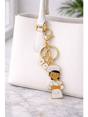 Modex Altın Rengi Yumurta Figürlü Aşçı Çanta Aksesuarı Anahtarlık