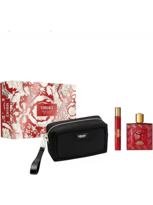 Versace Eros Flame Edp Xmas Set 25 (100ML+TS10ML + Pouch)