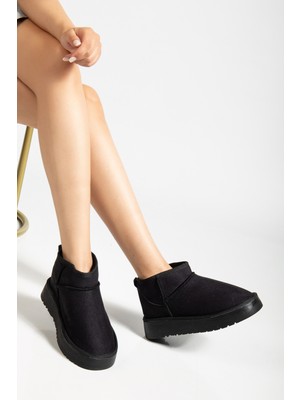 Vaska Roma Içi Kürklü Kalın Taban Kadın Mini Bot