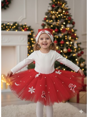 Dodomar 4–5 Yaş Simli Tütü Etek Yılbaşı Kostümü – Lastikli Bel ve Şapka Hediyeli Set