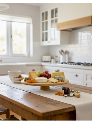 Berina Home Yuvarlak Bambu Pasta Standı & Kek Standı – En Büyük Boy 29X29 cm Bambu Sunumluk ve Servis Tabağı