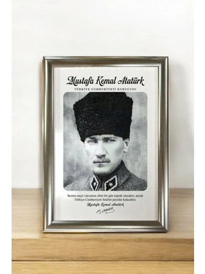 And Mustafa Kemal Atatürk Portre – Mdf Üzerine Uv Baskı Çerçeveli Tablo Sanatsal Modern Duvar Dekoru