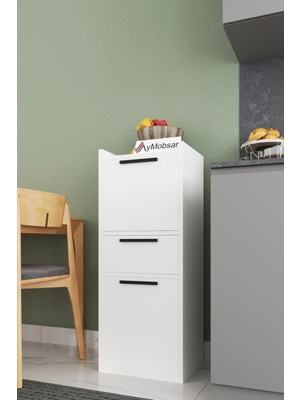 Aymobsan Azura 2 Kapaklı 1 Çekmeceli Boy Dolabı Çok Amaçlı Dolap Kiler Dolabı Mutfak Dolabı - Beyaz