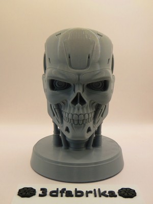 T800 Esintili Terminatör Kafatası Kulaklık Tutucu | 3D Baskı Masaüstü Stand (20 Cm)