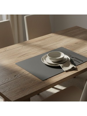 Grand Fine Art 2 Adet Gri Deri Amerikan Servis Supla Dikdörtgen 33X44-KOLAY Silinebilir Supla