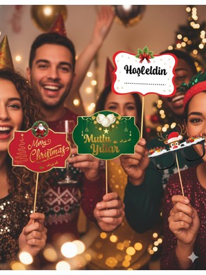 Dodomar Yılbaşı Partisi Temalı Varaklı Konuşma Balonu 5'li – Parti Fotoğraf Aksesuarı