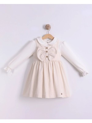 Queen Kids Queenkids Kız Bebek 0898.01 Elbise Fiyonk Jile Kahve