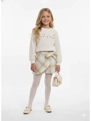 Çikoby Kız Çocuk  Taşlı Sweat Ekru