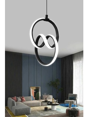 Özbience Siyah Modern Sarkıt LED Avize, Beyaz Işık, Salon, Mutfak ve Oda Dekoru