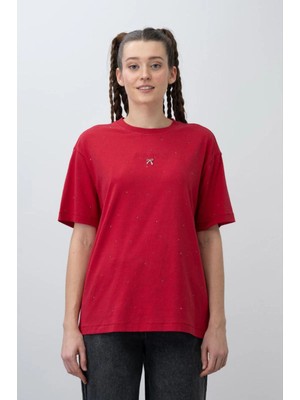 Queen Kids Queenkids Kız Çocuk 7462 Fiyonklu Tişört Kırmızı