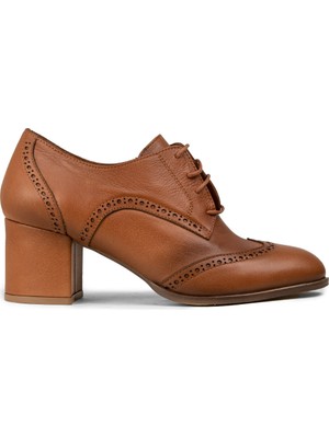 Deery Kadın Hakiki Deri Taba Günlük Topuklu Ayakkabı - A3441ZTBAM01