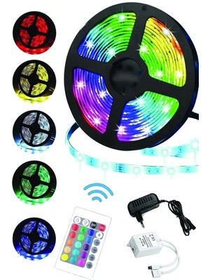 Özbience 5m Rgb Şerit LED Işık, Iç ve Dış Mekan, Silikonlu, Kumandalı, Yapışkanlı