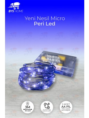 Özbience 3 Metre Mavi Renkli Peri LED Dekoratif Aydınlatma, Pilli, Şık ve Pratik
