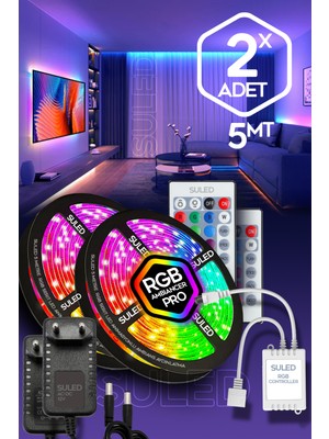 Özbience Rgb Duvar ve Tavan Şerit LED Işık Seti, 16 Renk, Kumandalı, Yapışkanlı, 10M