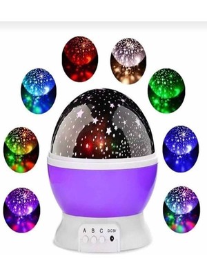 Özbience Renkli Yıldızlı Gökyüzü Projeksiyon Gece Lambası, Pembe, Huzurlu Atmosfer