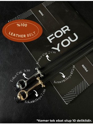 Fiori 2'li Hakiki Bombeli Deri Tasarım Uzun Tokalı Ince Kadın Kemeri, Ceket Kemeri, Gömlek Kemeri