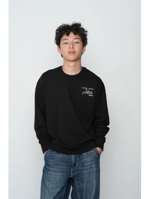 Queen Kids Erkek Çocuk Sweat 8144 Araba Baskılı Siyah