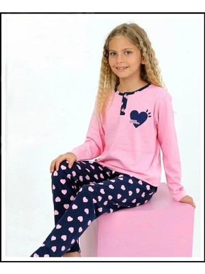 Queen Kids Queenkids Kız Çocuk 92028 Pijama Takım Pembe Kalpli