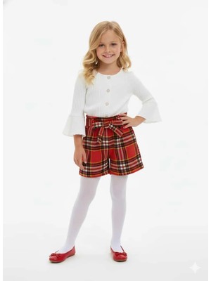 Çikoby Kız Çocuk 20766 Dokuma Kız Şort  Kırmızı