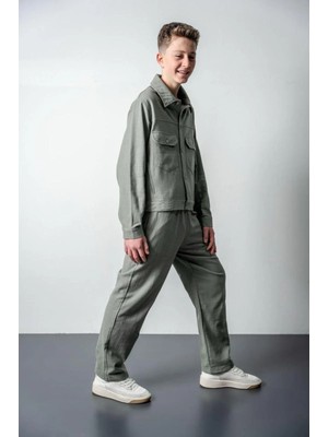 Queen Kids Queenkids Erkek Çocuk Keten Cepli Takım Yeşil