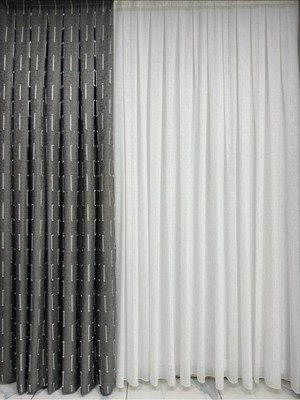 Hafif Saçaklı Fon Perde Antrasit Fon 1/3 Sık Pile