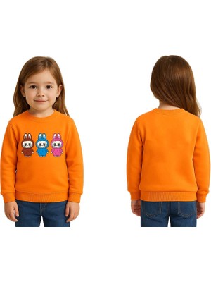 Sedirli Unisex Labubu Baskılı Çocuk Swaetshirt 3 Iplik Şardonlu