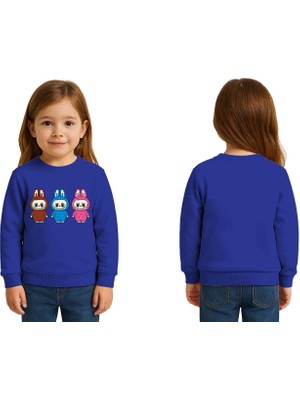 Sedirli Unisex Labubu Baskılı Çocuk Swaetshirt 3 Iplik Şardonlu