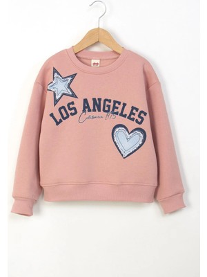 Queen Kids Queenkids Kız Çocuk M9849  Şardonlu Sweat Pudra