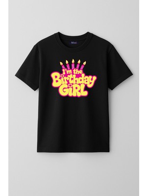 Mixxi Fashion Happy Birthday Baskılı Kısa Kollu Kız Çocuk Tişört (4-13 Yaş)