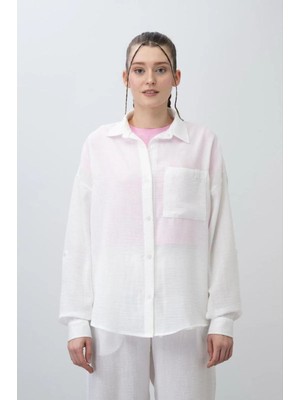 Queen Kids Queenkids Kız Çocuk 7557 Keten Gömlek Beyaz